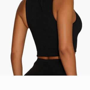 Black Sleeveless Knit Crop Top, Nwt